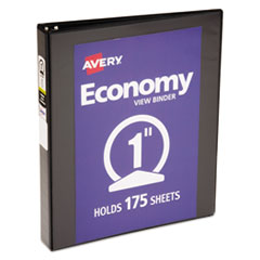 Avery® Economy View Binder w/Round Rings, 11 x 8 1/2, 1" Cap, Black