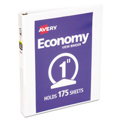 Avery® Economy View Binder w/Round Rings, 11 x 8 1/2, 1" Cap, White