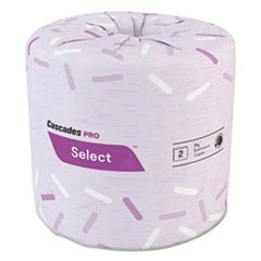 Cascades PRO Select Standard Bath Tissue, 2-Ply, White, 4.25 x 4.1, 500/Roll, 48/Carton
