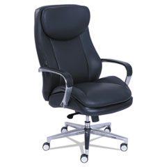 La-Z-Boy® Commercial 2000 High-Back Executive Chair, Supports Up to 300 lb, 20.25" to 23.25" Seat Height, Black Seat/Back, Silver Base