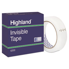Highland™ Invisible Permanent Mending Tape, 1" x 2592", 3" Core