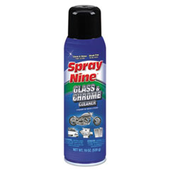 Spray Nine® Glass and Chrome Cleaner, 19 oz Can, Lemon, 6/Carton