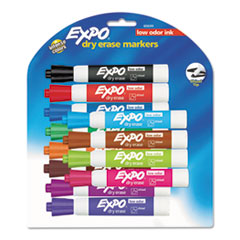 EXPO® Low-Odor Dry-Erase Marker, Broad Chisel Tip, Assorted Colors, 12/Set