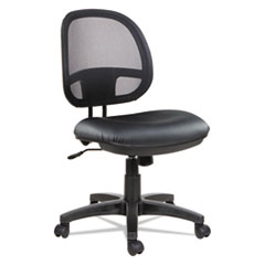Alera® Alera Interval Series Swivel/Tilt Mesh Chair, Black Leather