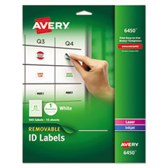 Avery® Removable Multi-Use Labels, Inkjet/Laser Printers, 1" dia., White, 63/Sheet, 15 Sheets/Pack