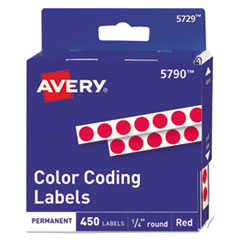 Avery® Handwrite-Only Permanent Self-Adhesive Round Color-Coding Labels in Dispensers, 0.25" dia., Red, 450/Roll, (5790)