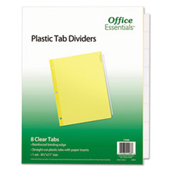 Office Essentials™ Plastic Insertable Dividers, 8-Tab, 11 x 8.5, Clear Tabs, 1 Set