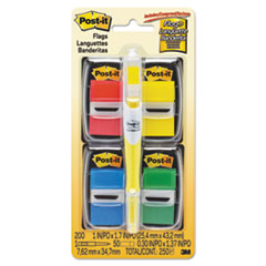 Post-it® Flags Page Flag Value Pack, Assorted, 200 1" Flags + Highlighter with 50 1/2" Flags