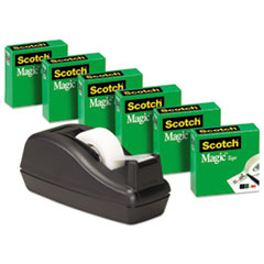 Scotch® Magic Tape Value Pack w/C40 Dispenser, 3/4" x 1000", 1" Core, Clear, 6/Pack