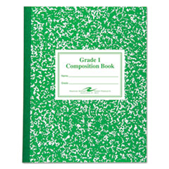 Grade School Ruled Composition Book, Grade 1 Manuscript Format, Green Cover, (50) 9.75 x 7.75 Sheets
