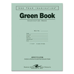 Roaring Spring® Green Books Exam Books, Wide/Legal Rule, Green Cover, 11 x 8.5, 8 Sheets