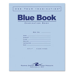 Roaring Spring® Exam Blue Book, Legal Rule, 8 1/2 x 7, White, 8 Sheets/16 Pages