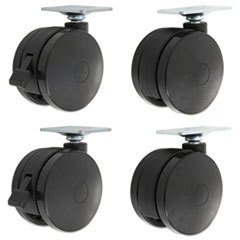 Alera® Casters for Height-Adjustable Table Bases, Black, 4/Set