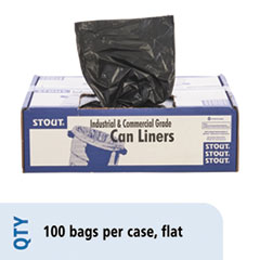 Stout® by Envision™ Total Recycled Content Plastic Trash Bags, 60 gal, 1.5 mil, 36" x 58", Brown/Black, 100/Carton
