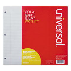 Universal® Filler Paper, 8 1/2 x 11, College Rule, White, 100 Sheets/Pack