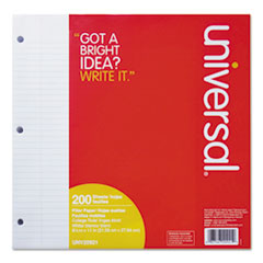 Universal® Filler Paper, 3-Hole, 8.5 x 11, Medium/College Rule, 200/Pack