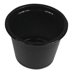 Boardwalk® Souffle/Portion Cups, 1 oz, Polypropylene, Black, 20 Cups/Sleeve, 125 Sleeves/Carton