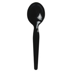 Boardwalk® Heavyweight Polystyrene Cutlery, Soup Spoon, Black, 1000/Carton