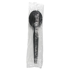 Boardwalk® Heavyweight Wrapped Polystyrene Cutlery, Soup Spoon, Black, 1,000/Carton