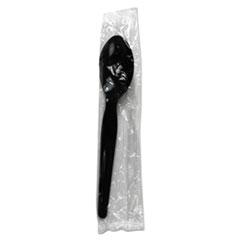 Boardwalk® Heavyweight Wrapped Polystyrene Cutlery, Teaspoon, Black, 1,000/Carton