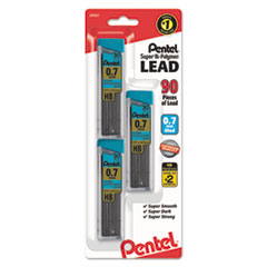 Pentel® Super Hi-Polymer Lead Refills, 0.7mm, HB, Black, 30/Tube, 3 Tubes/Pack