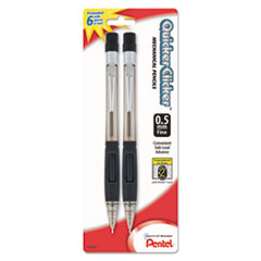 Pentel® Quicker Clicker Mechanical Pencil, 0.5 mm, Smoke, 2/Pack