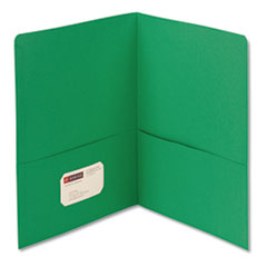 Smead™ Two-Pocket Folder, Textured Paper, 100-Sheet Capacity, 11 x 8.5, Green, 25/Box