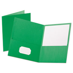 Oxford™ Leatherette Two Pocket Portfolio, 8.5 x 11, Green/Green, 10/Pack