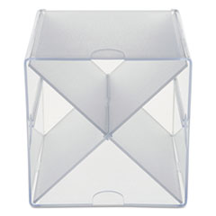 deflecto® Stackable Cube Organizer, X Divider, 4 Compartments, Plastic, 6 x 7.2 x 6, Clear