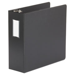 Universal® Deluxe Non-View D-Ring Binder with Label Holder, 3 Rings, 4" Capacity, 11 x 8.5, Black
