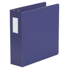 Universal® Deluxe Non-View D-Ring Binder with Label Holder, 3 Rings, 3" Capacity, 11 x 8.5, Navy Blue