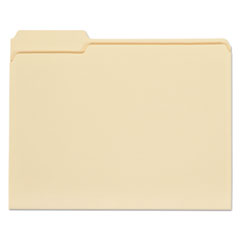 Universal® Top Tab File Folders, 1/3-Cut Tabs: Assorted, Letter Size, 0.75" Expansion, Manila, 100/Box