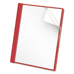 Universal® Clear Front Report Cover, Prong Fastener, 0.5" Capacity, 8.5 x 11, Clear/Red, 25/Box