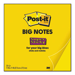 Post-it® Notes Super Sticky Big Notes, Unruled, 11 x 11, Yellow, 30 Sheets