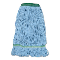 Boardwalk® Super Loop Wet Mop Head, Cotton/Synthetic Fiber, 1" Headband, Medium Size, Blue