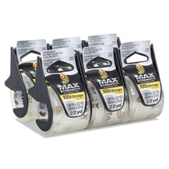 Duck® MAX Packaging Tape with Dispenser, 1.5" Core, 1.88" x 22 yds, Crystal Clear, 6/Pack