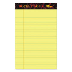 TOPS™ Docket Gold Ruled Perforated Pads, Narrow Rule, 50 Canary-Yellow 5 x 8 Sheets, 12/Pack