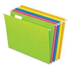 Pendaflex® Glow Hanging File Folders, Letter Size, 1/5-Cut Tabs, Assorted Colors, 25/Box