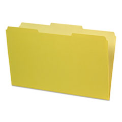 Interior File Folders, 1/3-Cut Tabs: Assorted, Legal Size, Yellow, 100/Box