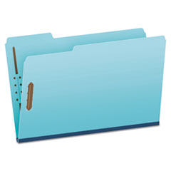 Heavy-Duty Pressboard Folders with Embossed Fasteners, 1/3-Cut Tabs, 1" Expansion, 2 Fasteners, Legal Size, Blue, 25/Box