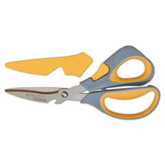 Westcott® Titanium Bonded Workbench Shears, 8" Long, 3" Cut Length, Gray/Yellow Offset Handle