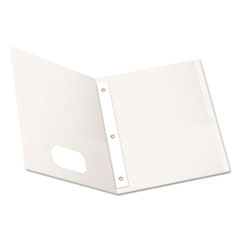 Oxford™ Twin-Pocket Folders with 3 Fasteners, 0.5" Capacity, 11 x 8.5, White, 25/Box