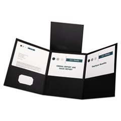 Oxford™ Tri-Fold Folder w/3 Pockets, 150-Sheet Capacity, 11 x 8.5, Black, 20/Box