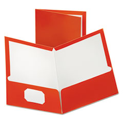 Oxford™ Two-Pocket Laminated Paper Folder, 100-Sheet Capacity, 11 x 8.5, Metallic Copper, 25/Box