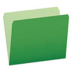 Pendaflex® Colored File Folders, Straight Tabs, Letter Size, Green/Light Green, 100/Box