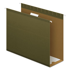 Pendaflex® Extra Capacity Reinforced Hanging File Folders with Box Bottom, 4" Capacity, Letter Size, 1/5-Cut Tabs, Green, 25/Box