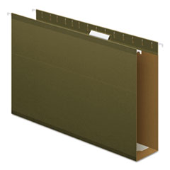 Extra Capacity Reinforced Hanging File Folders with Box Bottom, 3" Capacity, Legal Size, 1/5-Cut Tabs, Green, 25/Box