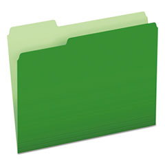 Pendaflex® Colored File Folders, 1/3-Cut Tabs: Assorted, Letter Size, Green/Light Green, 100/Box