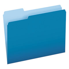 Pendaflex® Colored File Folders, 1/3-Cut Tabs: Assorted, Letter Size, Blue/Light Blue, 100/Box