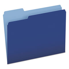 Pendaflex® Colored File Folders, 1/3-Cut Tabs: Assorted, Letter Size, Navy Blue/Light Blue, 100/Box